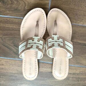 Tory Burch Tan and Cream Sandals
